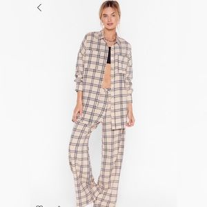 Nasty Gal Oversized Check Wide Leg Pants